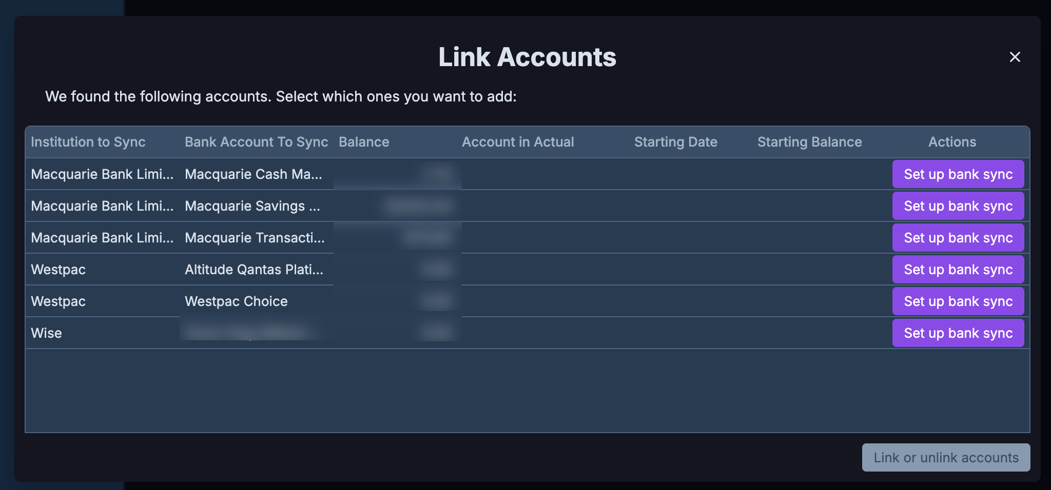 Australian accounts found by Actual through Redbark