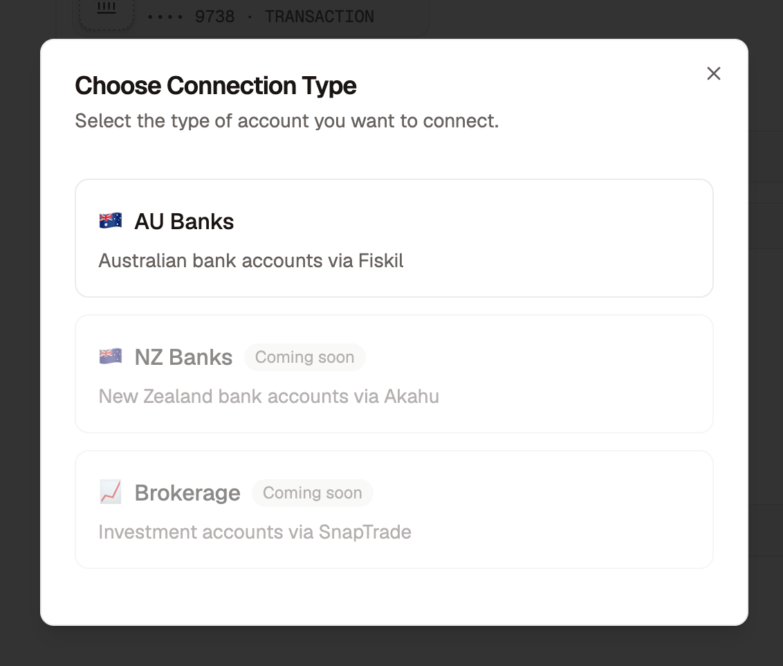 Choose Connection Type dialog